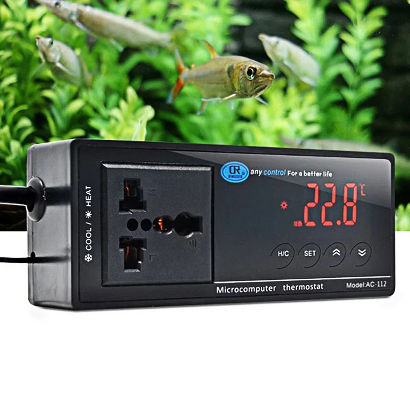 

Digital LED Temperature Controller Aquarium Reptile Thermostat Intelligent Plug-In Sensitive Probe Flame-retardant Thermostat