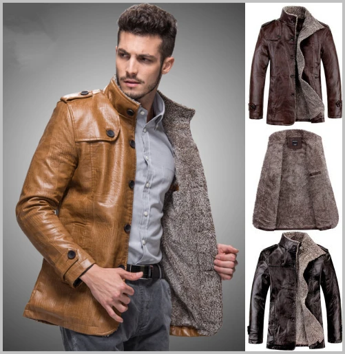 Winter Leather Jacket Men Motorcycle Coat Leather Suede