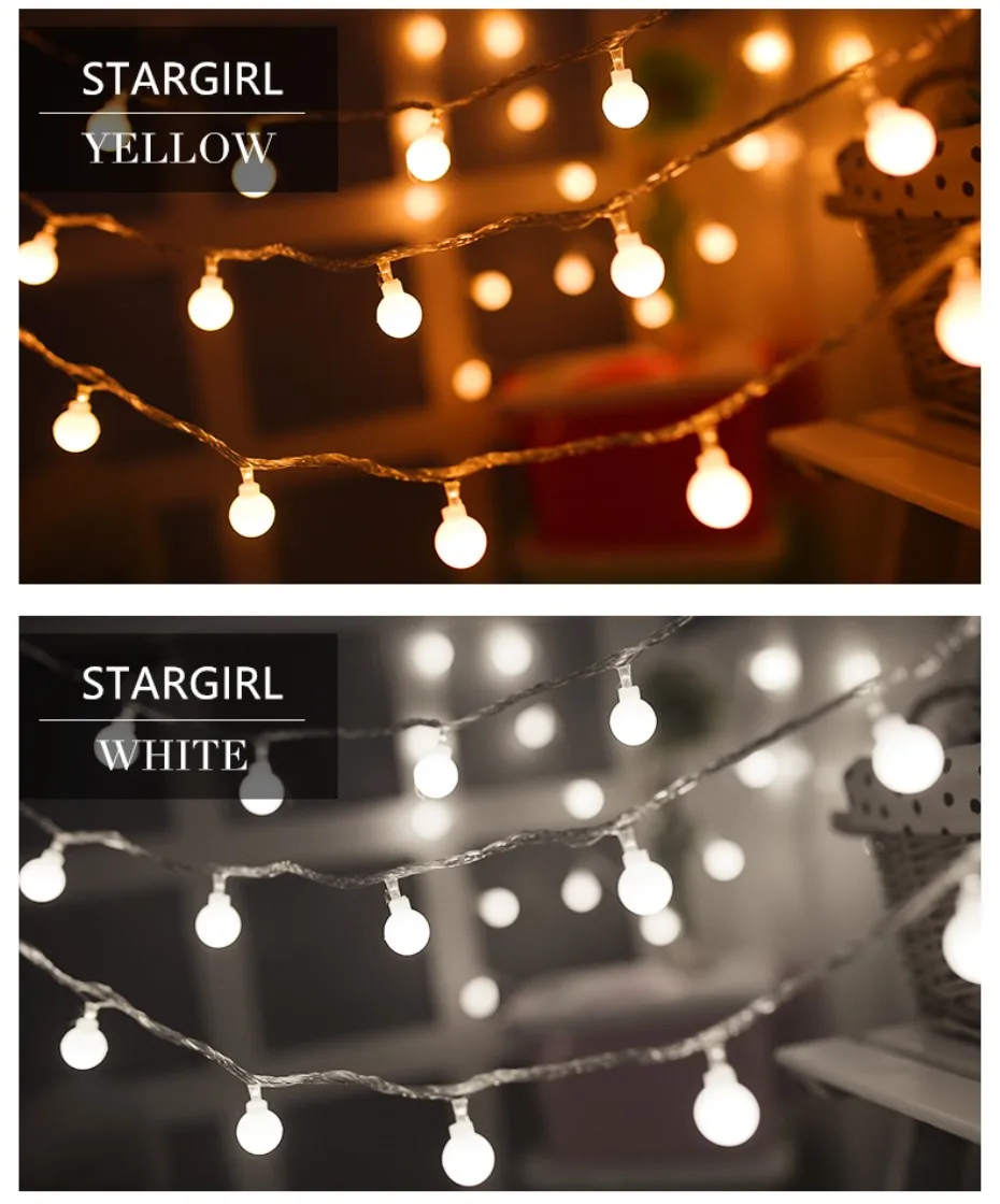 white and warm white globe string lights 