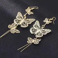 Best Selling New European And American Retro Fashion Multi-level Hollow Butterfly Long Tassel Earrings Ladies Ear Jewelry 2