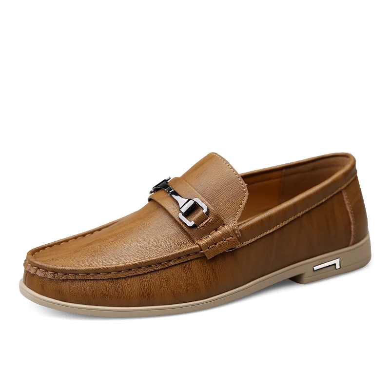 

Men Loafers Genuine Leather Business Shoes Casual Moccasins Breathable British Slip on Black Driving Shoes Plus Size 38-46