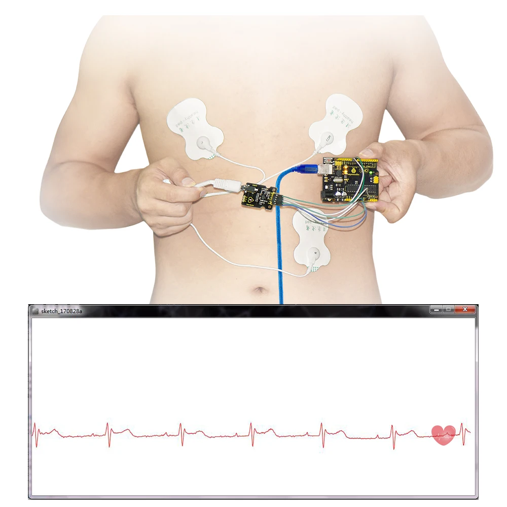 Keyestudio AD8232 измерение показателей ЭКГ монитор сердца модуль датчика для Arduino UNO R3