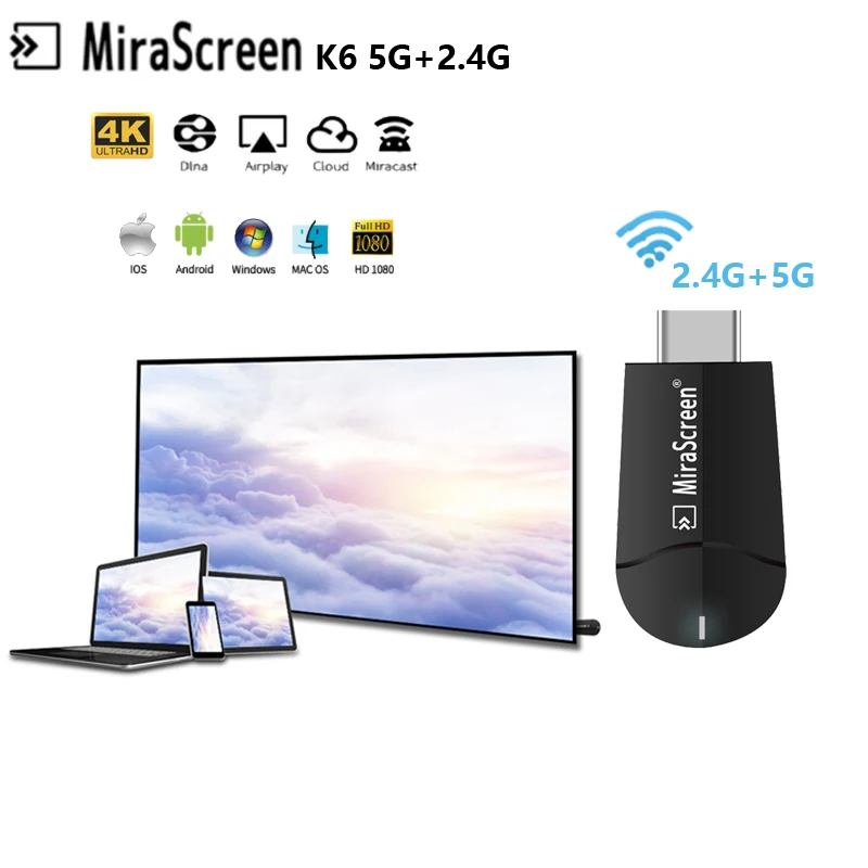 MiraScreen K6 tv Stick 2 4G 4K HDMI Miracast Airplay WiFi Дисплей приемник ключ поддержка для Windows Andriod IOS |