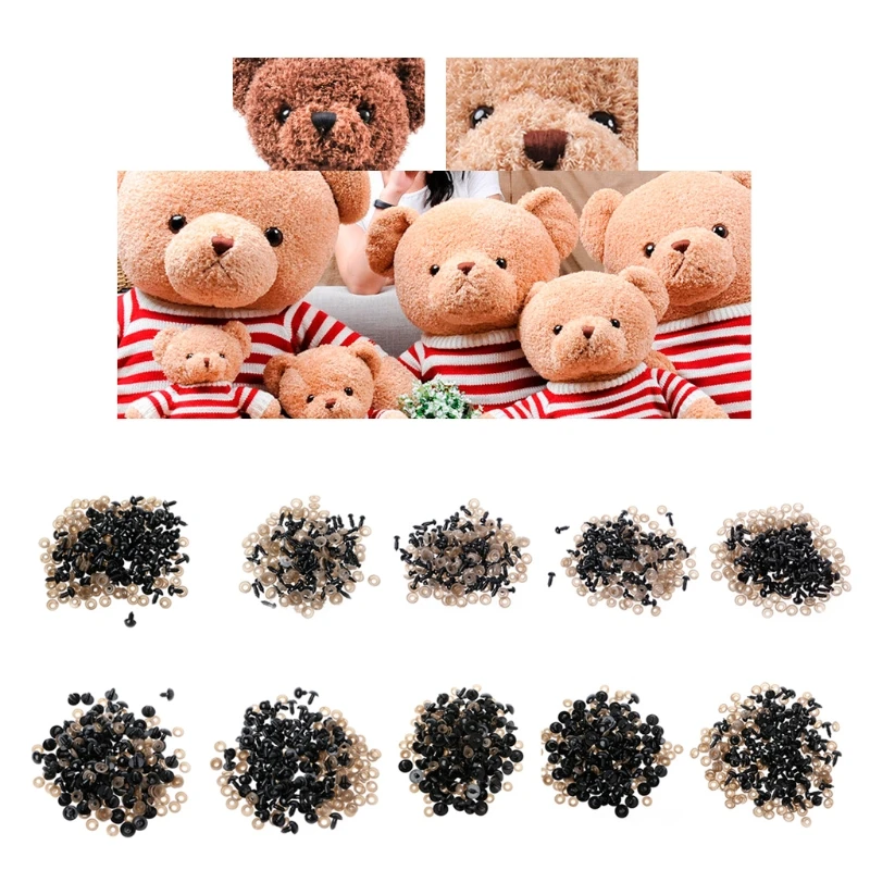 

Children Like 100Pcs/Bag DIY Doll Toy Eyes Black Plastic Safety Eyes Puppets With Washers 5mm,6mm,8mm,9mm,10mm,12mm