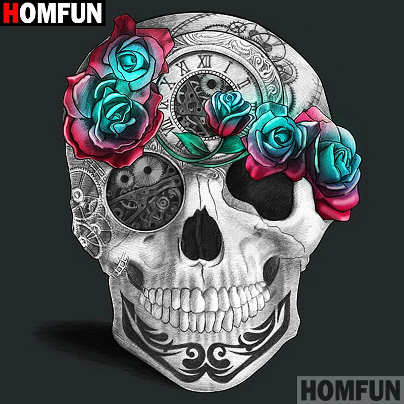 

HOMFUN Full Square/Round Drill 5D DIY Diamond Painting "Flower skull" Embroidery Cross Stitch 5D Home Decor A01832