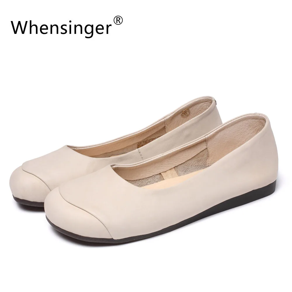 

Whensinger - 2018 New Women Leather Shoes Spring Autumn Flats Slip-On Design 3032