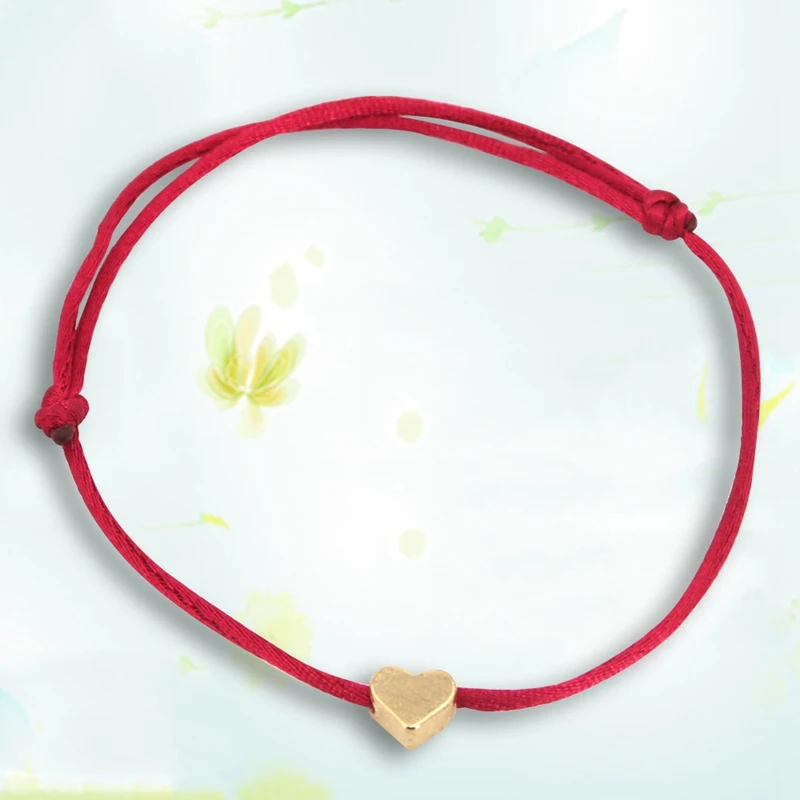 

Gold Color Heart Bracelet Silver Handmade Jewelry Multicolor Rope Adjustable String Lucky Bracelet For Women Children