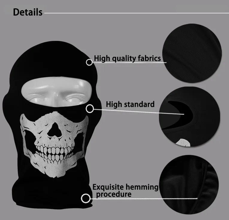 ghost skull face mask balaclava black 4