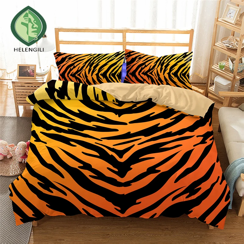 HELENGILI 3D Bedding set Tiger Print Duvet cover set lifelike