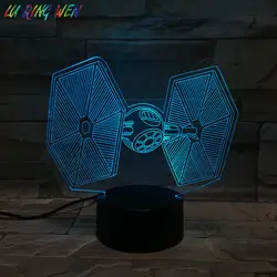 Звездные войны TIE Fighter TIE/LN 3d ночника мальчик ребенок подарок спальня украшения свет сглаз Starfighter светодиодный 3d-ночник