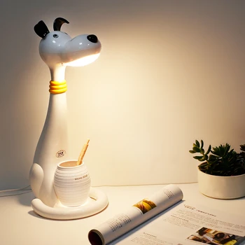 

Children's room home furnishings Lovely Dog Eye Protect LED Table Lamp Pen holder Dimmable Touch Switch gift for kids children