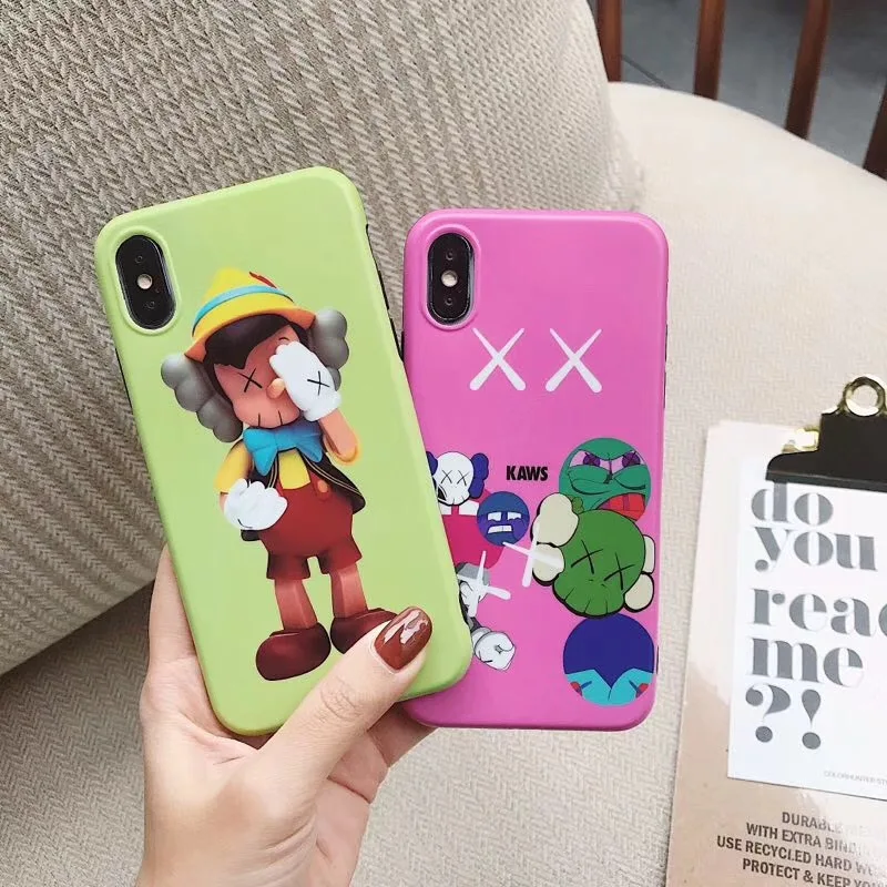 

Cartoon KAWS Pinocchio iphone for 6s 7 8plus xs max cute Anti-knock Waterproof Dirt-resistant Half-wrapped Case