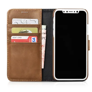 

ICARER Genuine Leather Detachable 2 in 1 Wallet Folio Case for IPhone X XS 10 Magnetic Strap Flip Cover