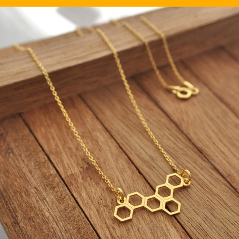 Wholesale Gold Color Beehive Pendant Customized Necklace Solid Silver Handmade Chemical Element Symbol Women Jewelry