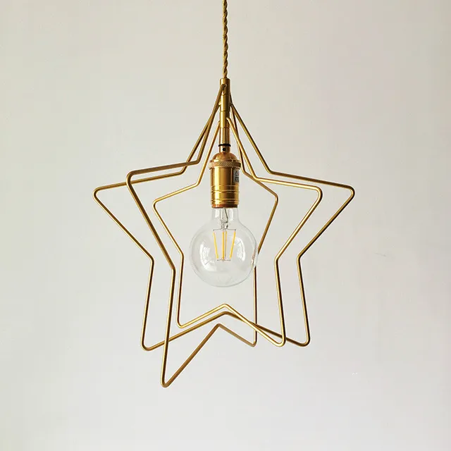 Copper Star Pendant Light Stairway Droplight Quality Bedside Hanging Copper Star Pendant Light Stairway Droplight Quality Bedside Hanging Lamp E27 Socket Bulb Fixture Gold 100 240v
