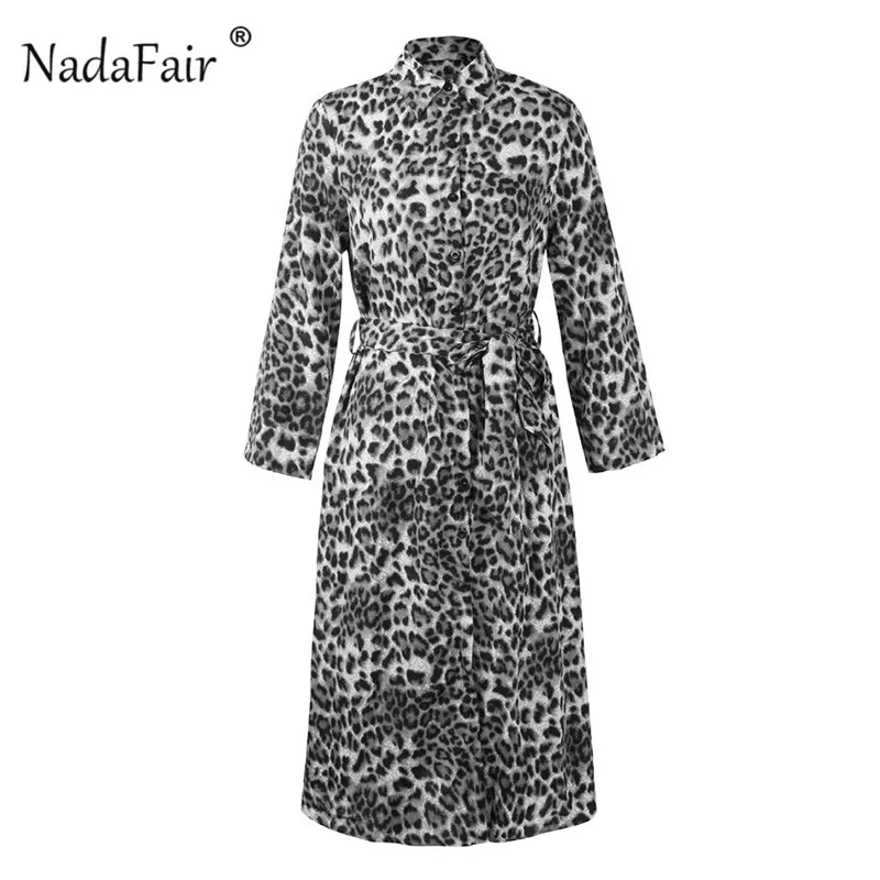 Nadafair длинное платье с леопардовым принтом женское в стиле ретро длинным рукавом