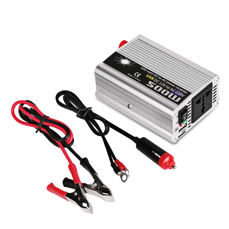 

500W Auto Car Voltage Converter 12V 220V DC TO AC Power Inverter Modified Sine Wave Solar Inverter for Car With USB Port