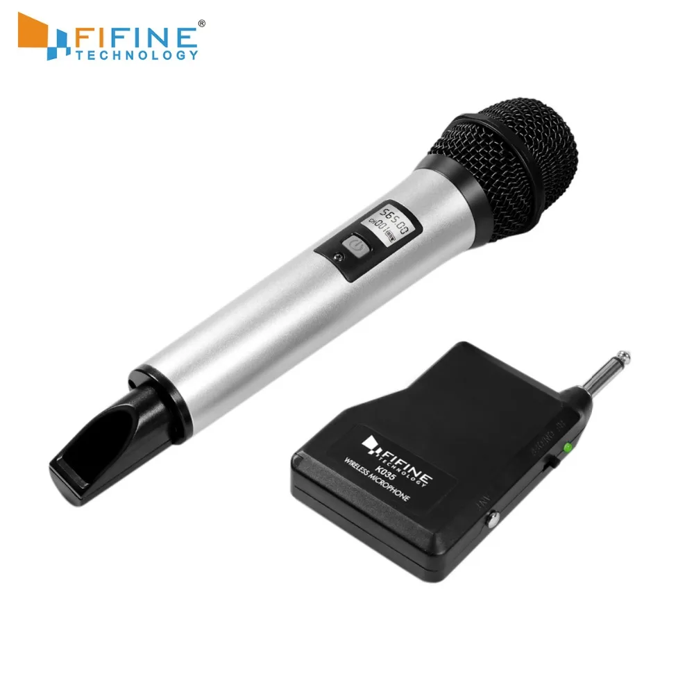 

Fifine Wireless Microphone System Selectable UHF Channels with Portable Receiver 1/4'' Output for Family Part KTV Bar Music K035