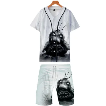 

Horror version stimulates gray theme Cool 3D Pokemon Pikachu Baseball Tee+Beach shorts Sets 3D printed Harajuku Summer Men's Set