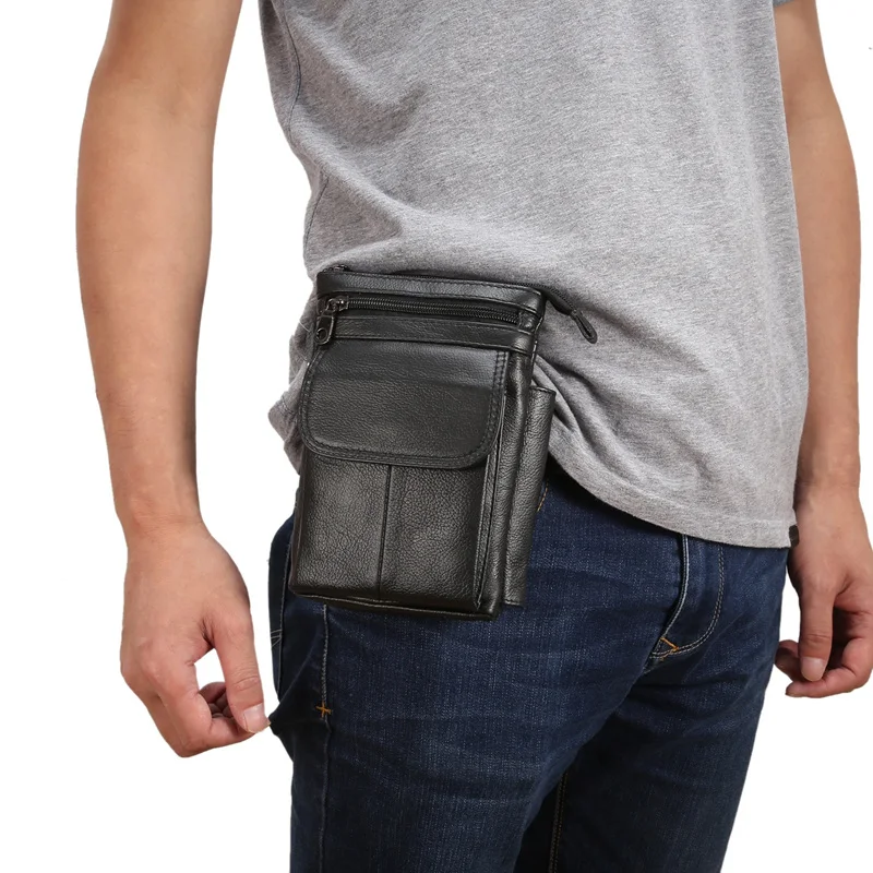 Genuine leather Cell Phone Pouch Bag Shoulder Pocket Wallet Pouch Case