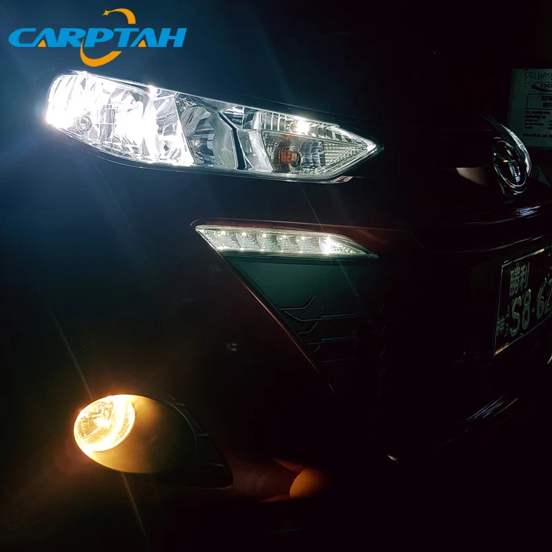 Светодиодный дневной светильник для Toyota Yaris 2017 2018 2019 Водонепроницаемый 12V желтый
