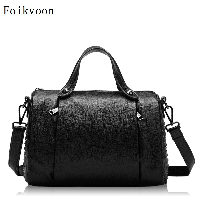 

Foikvoon Handbags Shoulder Bag Women Spilt Leather Women Bags Elegant Rivet Women Bag Cross body
