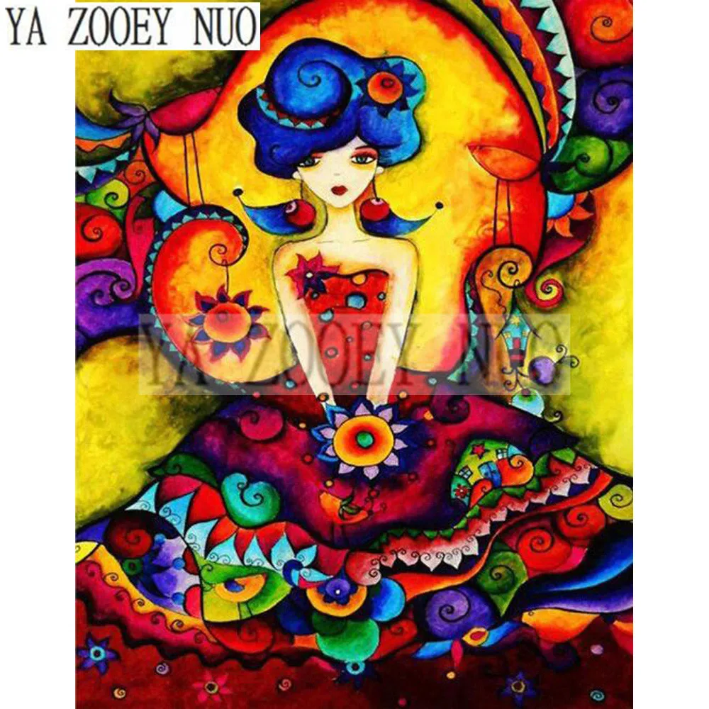 

YA ZOOEY NUO DIY Diamond Painting Cross Stitch Cartoon abstract girl Full Crystal DIY Diamond Embroidery Home Decor gift KL822