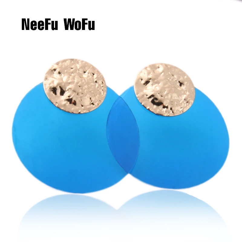 Женские кожаные серьги NeeFu WoFu большие медные круглые с леопардовым