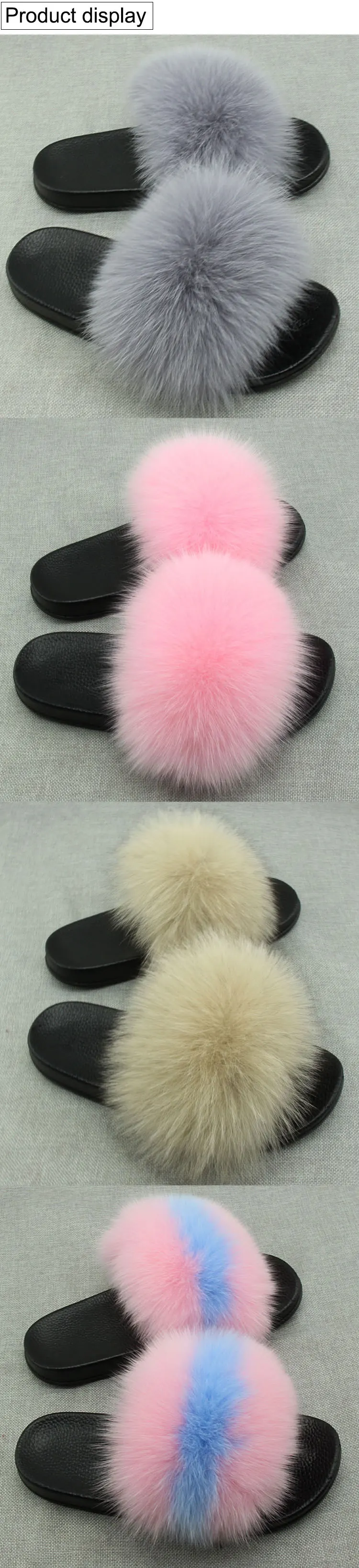 Peludos para Mulheres das Senhoras Raposa de Pelúcia Chinelos para as Mulheres de Pele Chinelos Bonito Cabelo Bebê Quatro Estações Quente Jkp 5 Chinelos quatro estações Chinelos para As Mulheres De Pele Quente