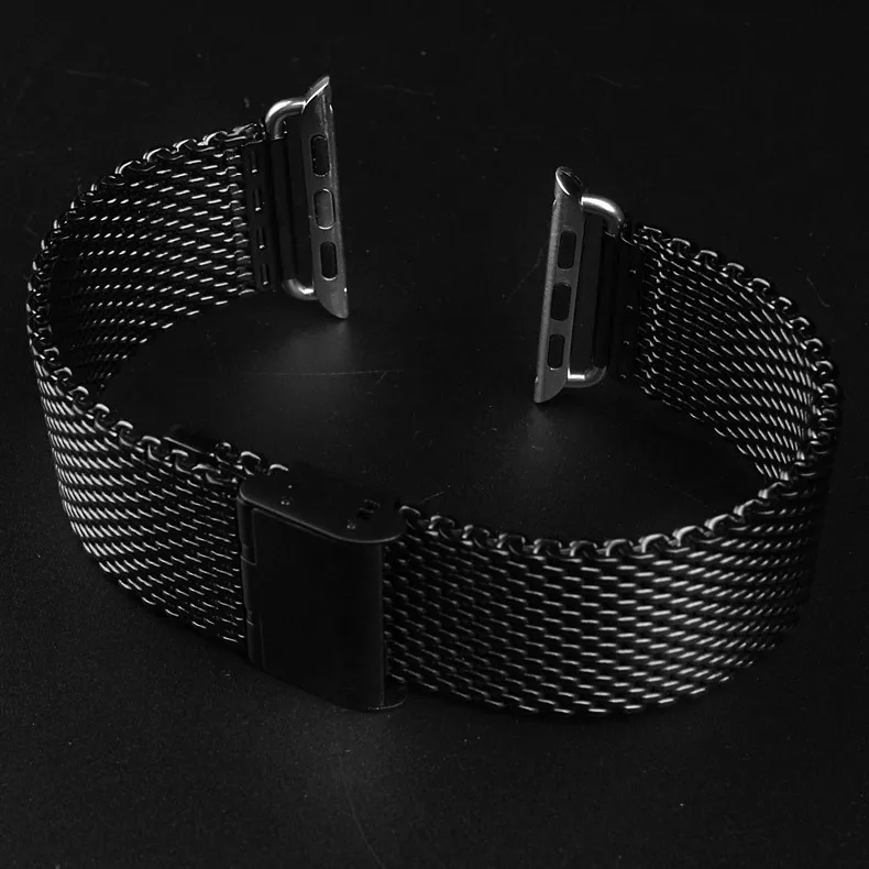 Black Stainless Steel Strap Classic Buckle Adapter 38 42mm Watch Bands Watchbands