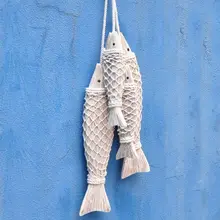 Средиземноморский Стиль ручной резной деревянный рыбы на стене деревянной рыбные украшения стенные скульптуры в виде рыб для дом декор 2 шт./компл