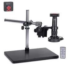 16MP HDMI HD usb цифровой промышленный видео микроскоп камера комплект+ большая стрела Стенд Универсальный кронштейн+ 180X C-mount объектив+ 144 светодиодный светильник