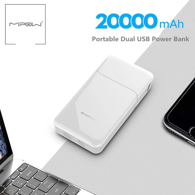 Mipow power Bank 20000 mAh 2C портативное зарядное устройство двойной USB внешний аккумулятор