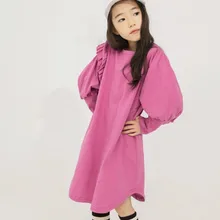 Осенние платья розового и черного цвета с оборками и длинными рукавами для детей, хлопковое прямое длины до колена, платье для малышей осенняя одежда для маленьких девочек