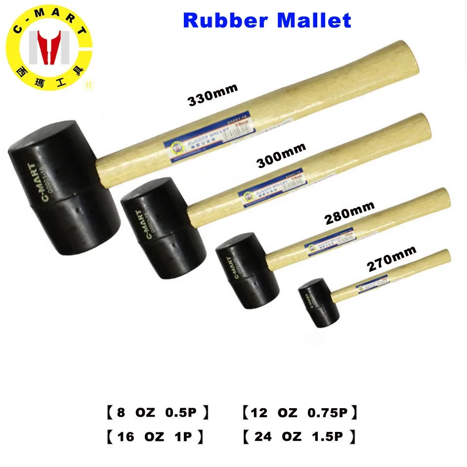 

C-Mart Tool Rubber Mallet Practial Wooden Installation Hammer Mallet For Bike Bicycle Handle Hand Tools Repairing Tools