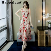 Plus Size Print Floral Dress Summer Style for Ladies Spaghetti Strap Sleeveless Women Party Dress Flower Casual Midi Wrap Dress fairy style sleeveless tiny flower pattern dress for women