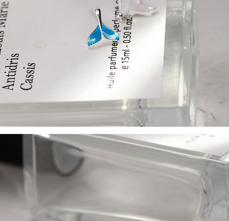 Lidavi корейский стиль красивые 925 пробы серебряные ювелирные изделия Мода синий хвост русалки темперамент милые серьги-гвоздики VES6273