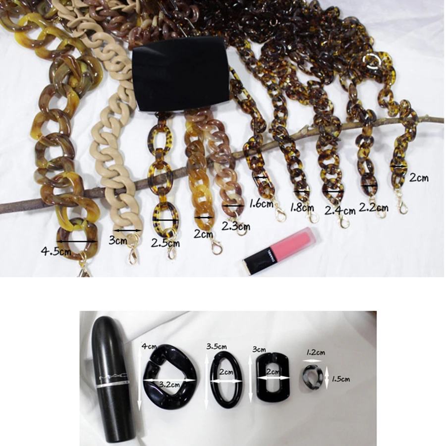 Design Wide Acrylic Resins Chains Bag Belt Women Shoulder Acrylic Accessories Detachable Shoulder Straps Handbag Ladies Purses