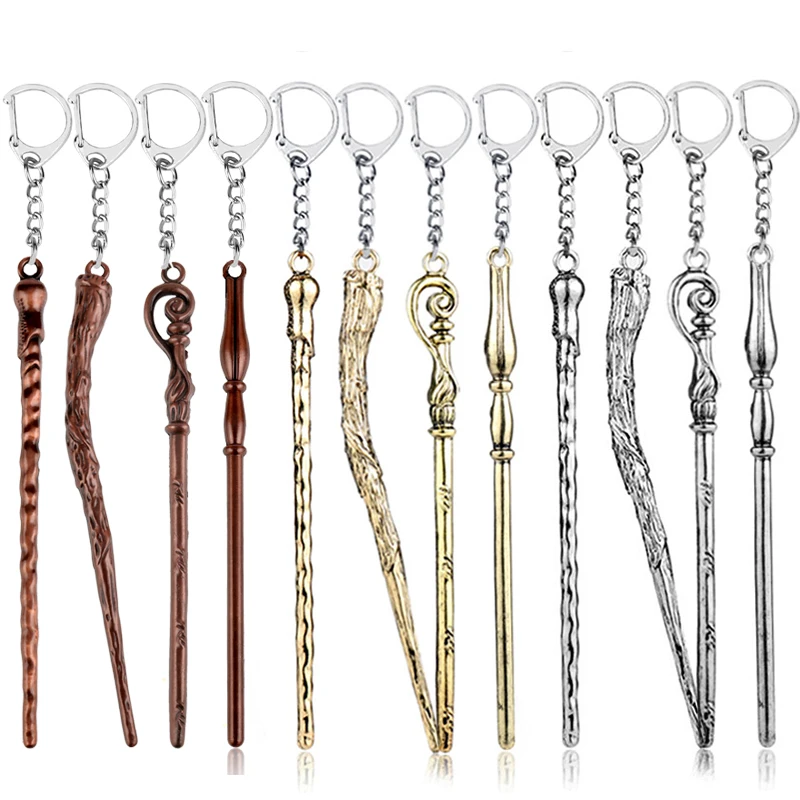 

dongsheng Movie Jewelry Luna Lovegood Fleur Delacour Magic Wand Bellatrix Lastrange Ron Weasley Harry Keychain Fans Gift