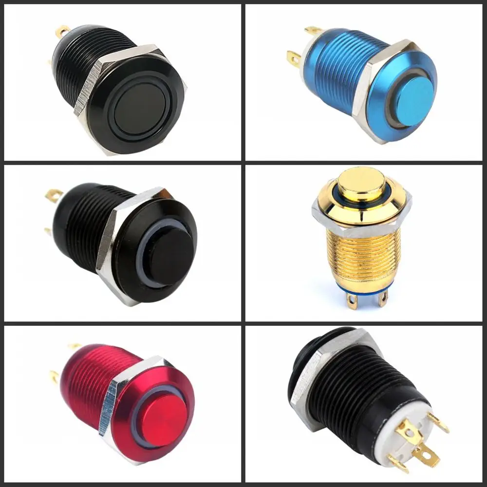 

12mm Momentary Angel Eye Ring Led Illuminated Waterproof Light Anodized Push Button Switch Black Switch