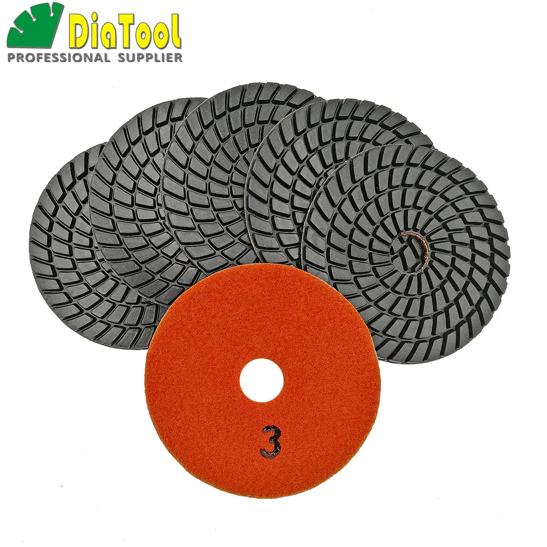 DIATOOL 6pcs 4 inch Five Step Diamond Wet Polishing Pads Diameter 100mm Resin Bond Sanding Disc Polisher Disc Polishing Disc