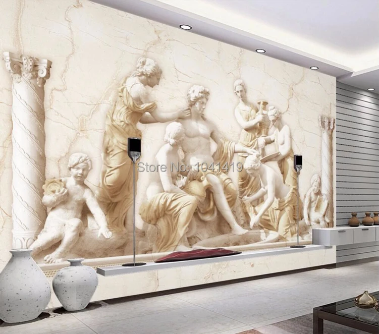 3D стереоскопическая Европейская Римская Статуя настенная бумага для стен 3D спальня ТВ фон Нетканая соломенная бумага настенная бумага s