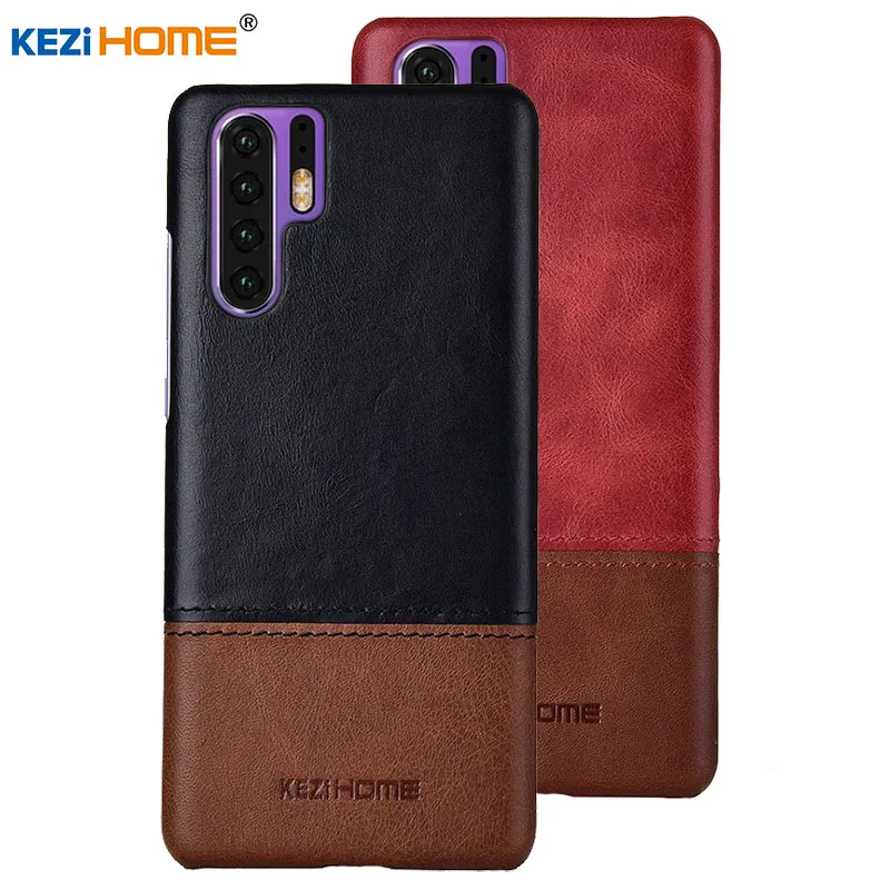 

Case for Huawei P30 Pro KEZiHOME Luxury Hit Color Genuine Leather Hard Back Cover capa For Huawei P30 Pro Phone cases