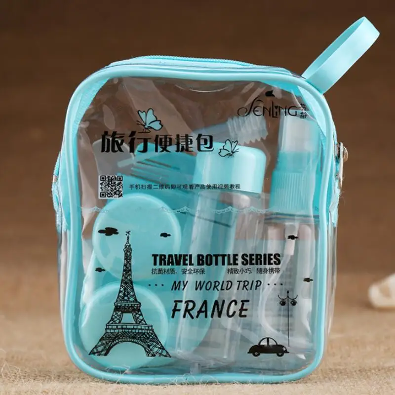 

8pcs/set Portable Bottle Refilable Bottles Kit Shampoo Cream Cosmetics Liquid Containers with Comb Travel Size