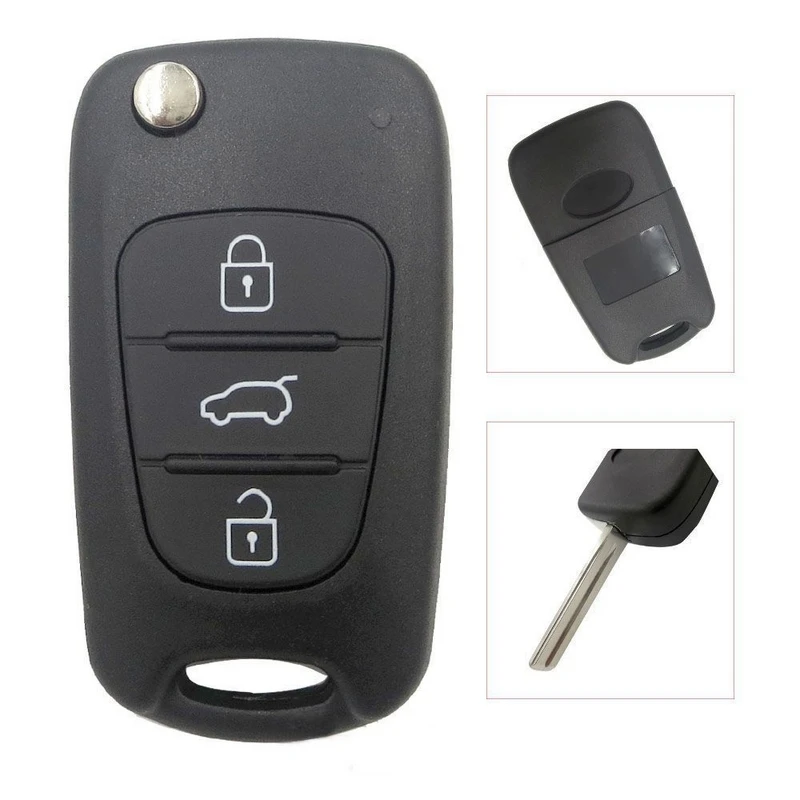 Hot! 3 buttons Remote Key Shell Flip Folding Car Key Replacement for Hyundai i20 I30 ix35 High quality Black car key Shell (4)