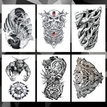 

Mechanical Bionic bone Waterproof Temporary Tattoo Sticker Power Warrior sleeve Flash Tattoos Body Art Arm Fake Tatoo
