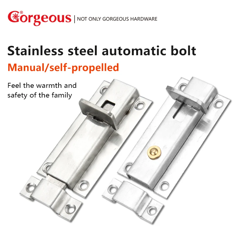 

Gorgeous Stainless Steel Automatic Spring Bolt Lock Bathroom Door Latch Plug Buckle Door Bolt Anti-Theft Hardware Pin