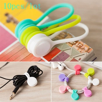 

10 PCS Magnetic Cable Organizer Soft Silicone Key Cord Wire Earphone Storage Holder Clips Cable Winder Cable Protector