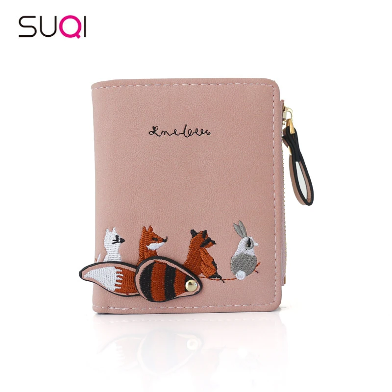 

2019 New Embroidery Women's Purse Animal Short Women Wallet Pocket Carteira Femme Pouch Wallet Female Handbag Carteira Femme