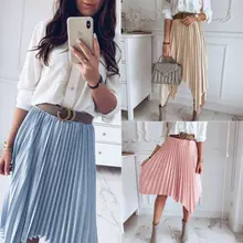 Женская плиссированная миди юбка женская классическая Свободная юбка женская модная одежда Повседневная Уличная одежда новое поступление